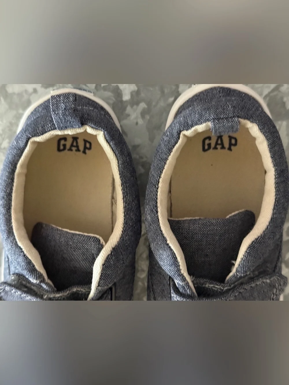 The Gap Kids Casual Sneakers Denim Blue - Velcro Closure, Chambray, Size 9